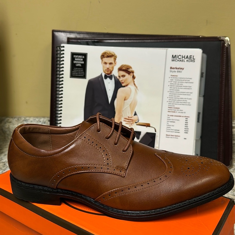 Brown Oxford Derby upper leather dress shoes brand new